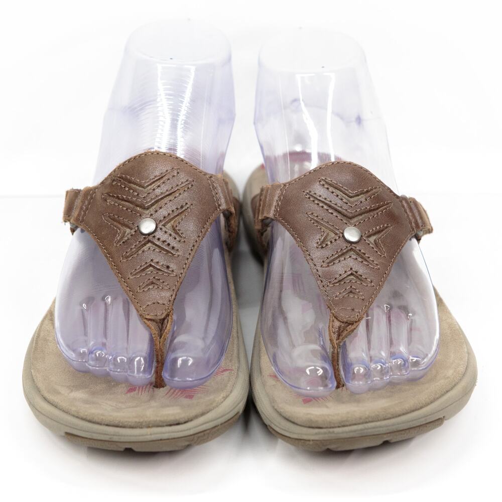 MERRELL Slip-on Thong Sport Sandals Brown Leather Comfort Womens Sz 6‎